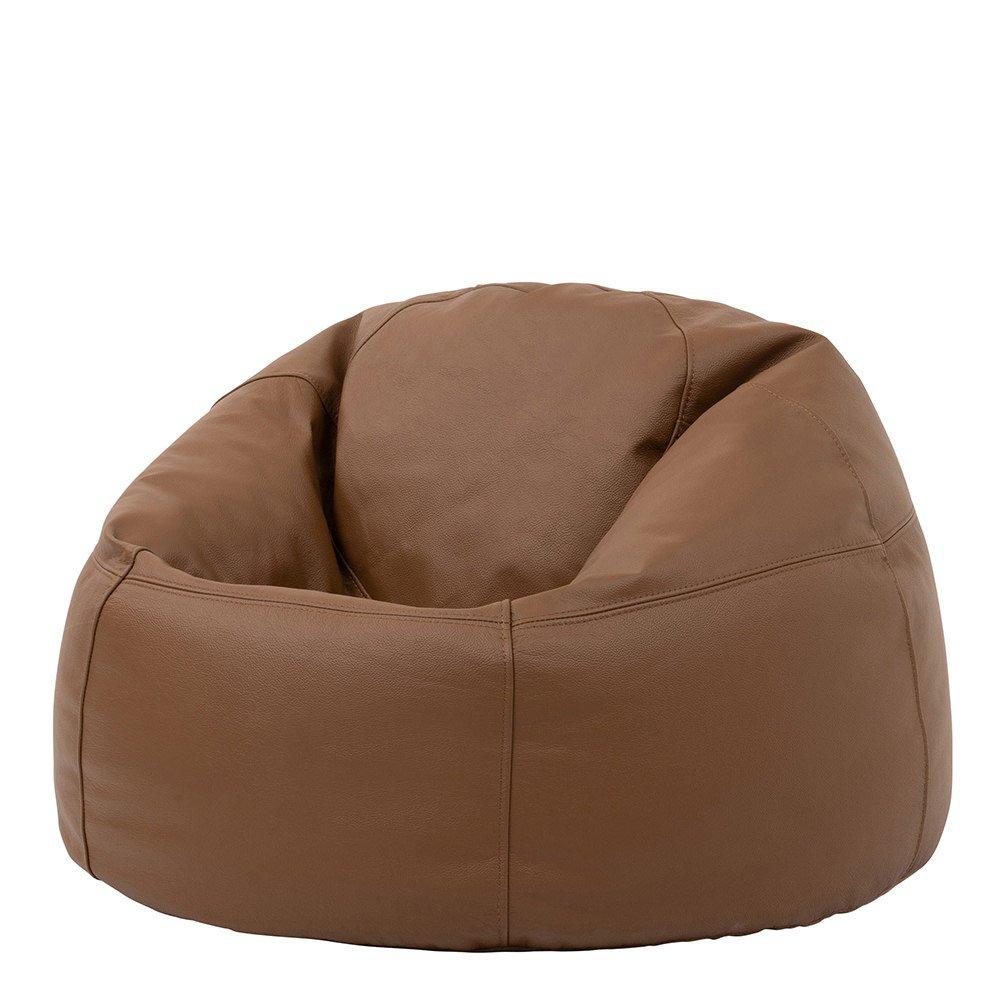 Luciano Classic Leather Bean Bag Chair Brown